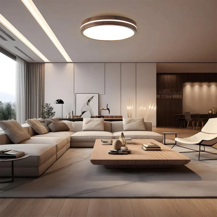Stylish LED Ceiling Lamp with Wood Finish – Modern Lighting for Living Spaces 1
