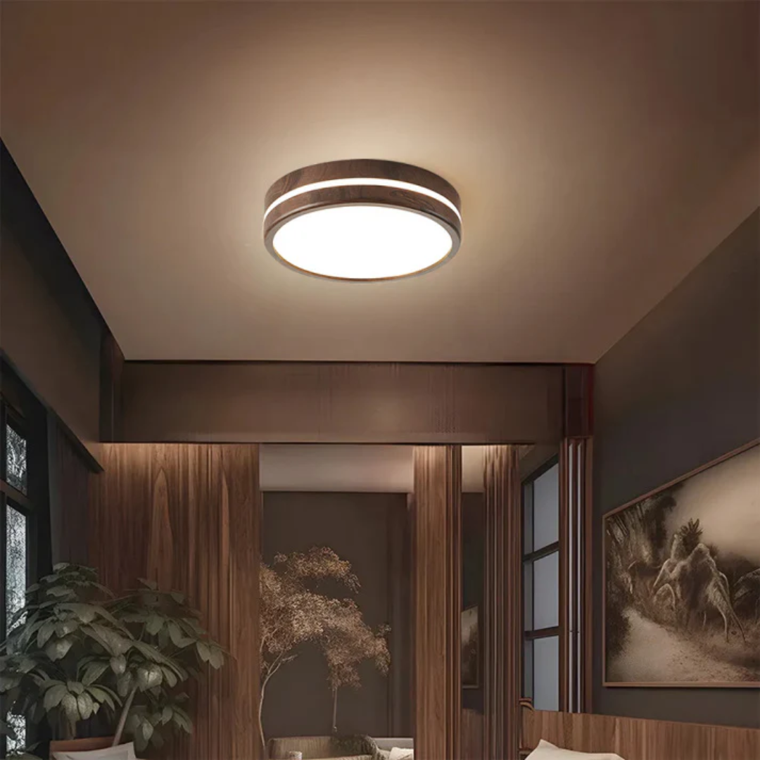 Stylish LED Ceiling Lamp with Wood Finish – Modern Lighting for Living Spaces 3