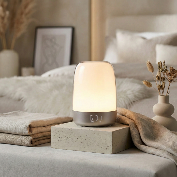 Sunrise Alarm Clock with Wake-Up Light, Adjustable Dimmable RGB Colors, Nature Sounds, and USB Power for Gentle Mornings 0
