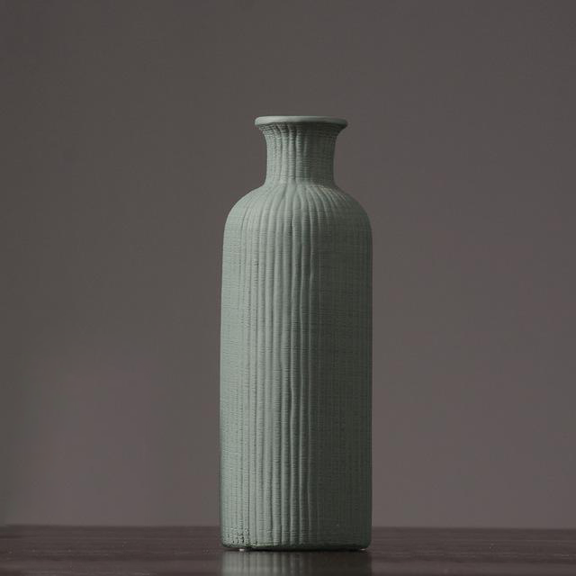 Tall Ceramic Vase with Ribbed Texture in Neutral Colors – Elegant Pottery Home Decor Accent 11