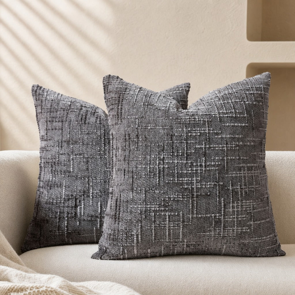 Textured Geometric Chenille-Style Throw Pillow – Square Decorative Couch Pillow for Sofas and Beds 3