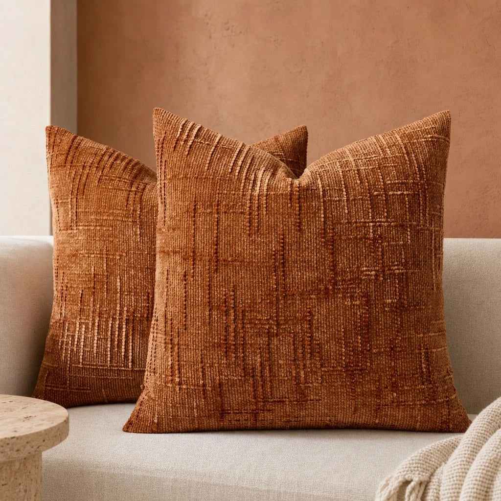 Textured Geometric Chenille-Style Throw Pillow – Square Decorative Couch Pillow for Sofas and Beds 4