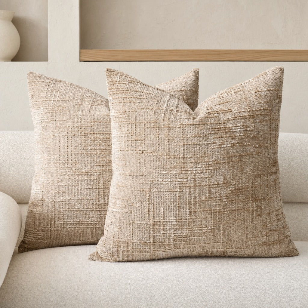 Textured Geometric Chenille-Style Throw Pillow – Square Decorative Couch Pillow for Sofas and Beds 6