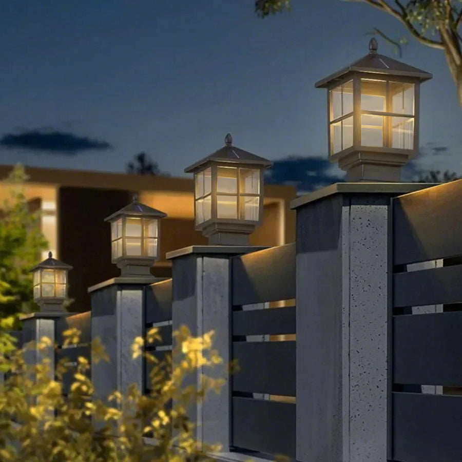 Traditional Black Stone Light Pillar - Waterproof Solar and Hardwired Outdoor Lighting for Landscape and Garden 7