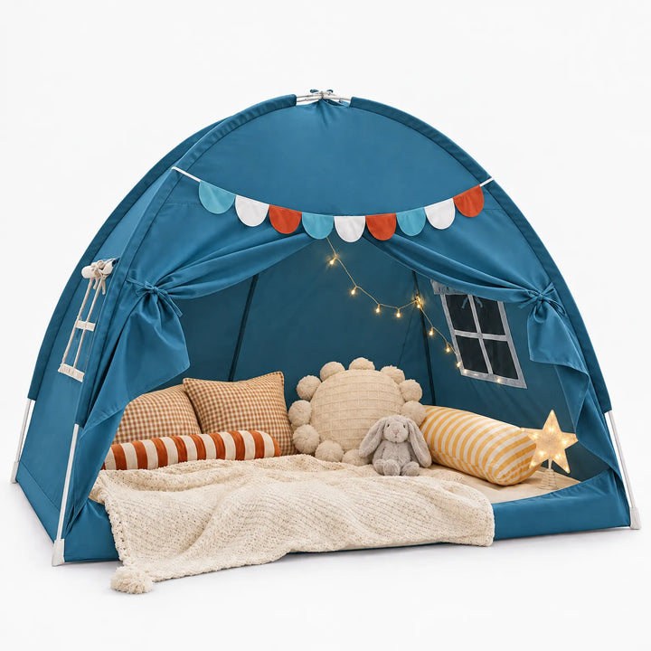 Twin Bed Tent with Breathable Mesh, USB Star Lights, Flexible Support Frame, Adjustable Curtains – Cozy Reading Space for Kids 3