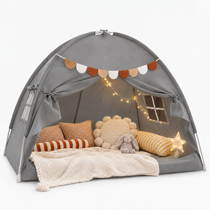 Twin Bed Tent with Breathable Mesh, USB Star Lights, Flexible Support Frame, Adjustable Curtains – Cozy Reading Space for Kids 4