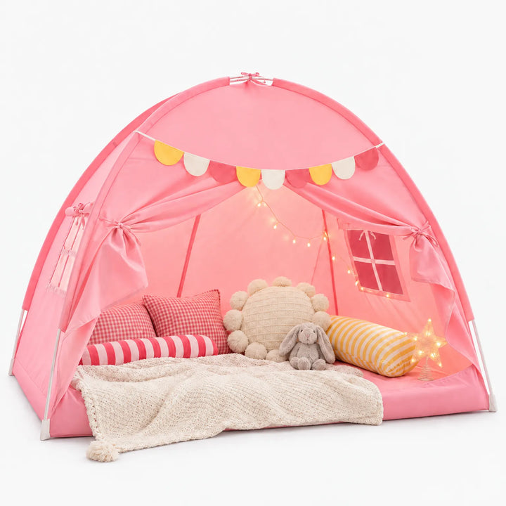 Twin Bed Tent with Breathable Mesh, USB Star Lights, Flexible Support Frame, Adjustable Curtains – Cozy Reading Space for Kids 5