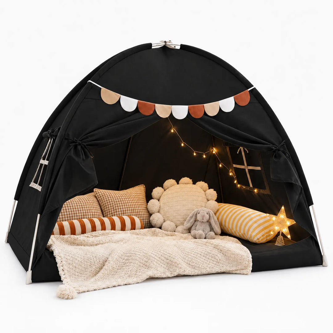 Twin Bed Tent with Breathable Mesh, USB Star Lights, Flexible Support Frame, Adjustable Curtains – Cozy Reading Space for Kids 6