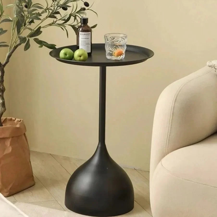 Valessia Round Side Table - Scandinavian Minimalist Design in Matte Black Metal 0