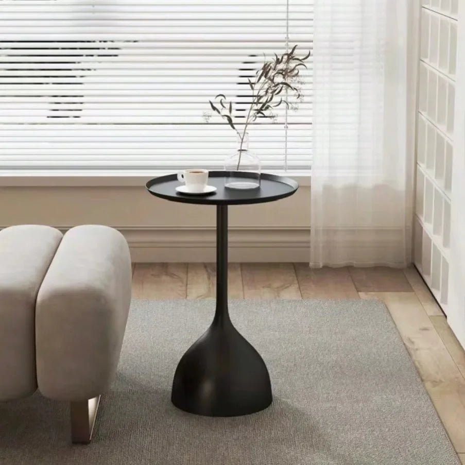 Valessia Round Side Table - Scandinavian Minimalist Design in Matte Black Metal 1
