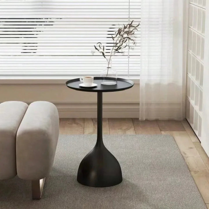 Valessia Round Side Table - Scandinavian Minimalist Design in Matte Black Metal 1