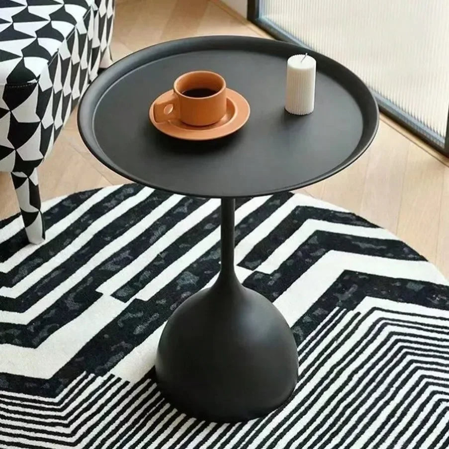 Valessia Round Side Table - Scandinavian Minimalist Design in Matte Black Metal 2