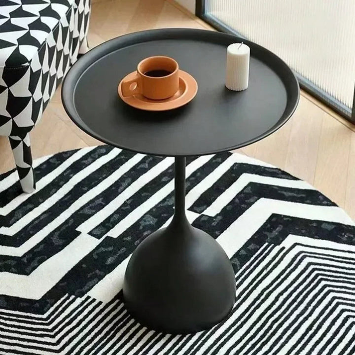 Valessia Round Side Table - Scandinavian Minimalist Design in Matte Black Metal 2
