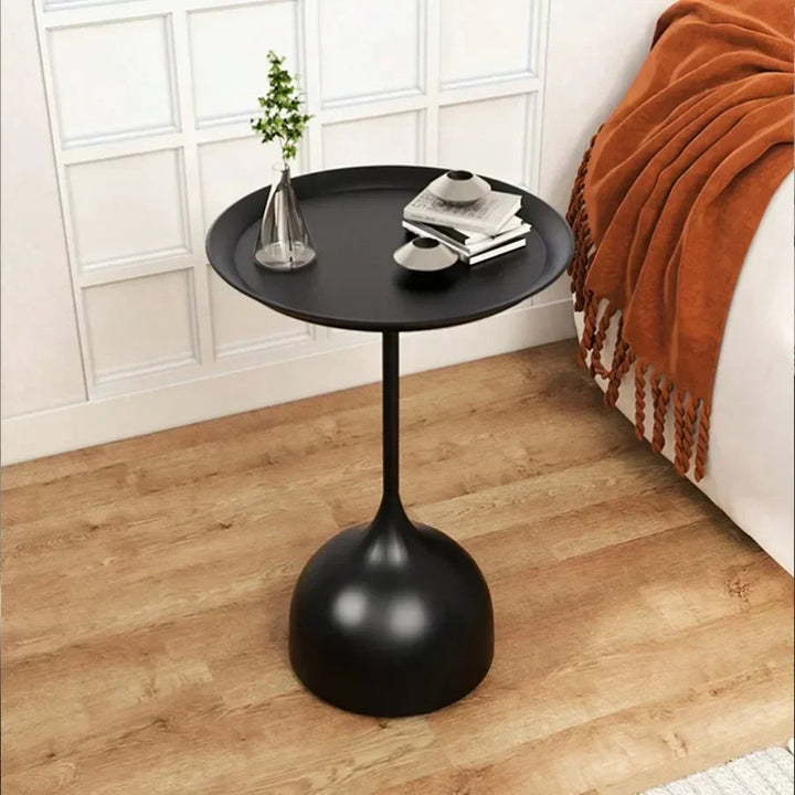 Valessia Round Side Table - Scandinavian Minimalist Design in Matte Black Metal 3