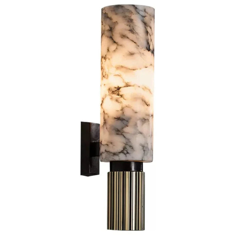 Vertical Cylinder Wall Sconce Light in Real Marble – Elegant Wall Lamp for Ambient Home Lighting 0