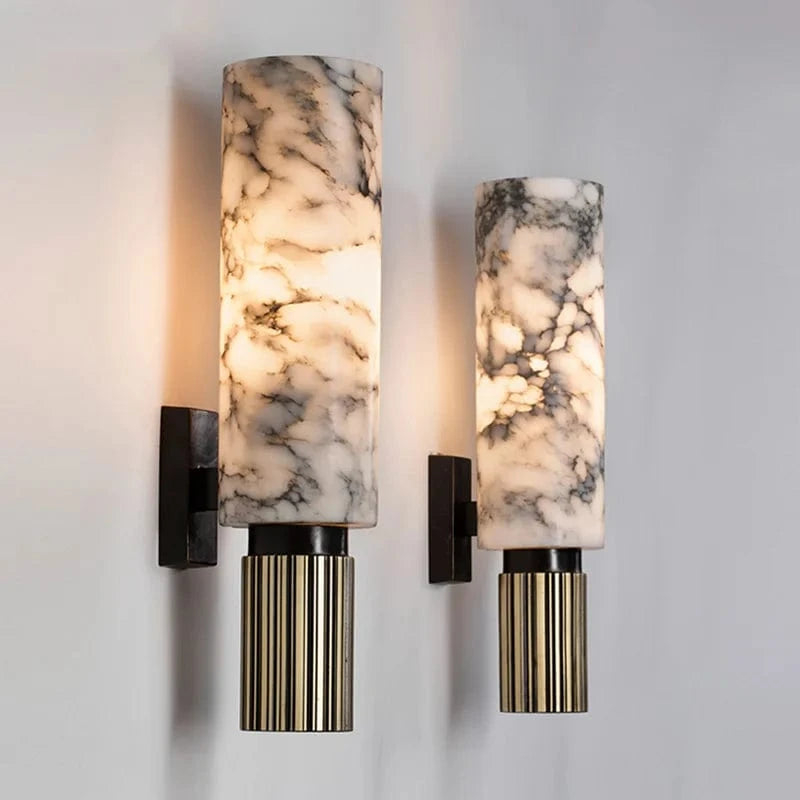 Vertical Cylinder Wall Sconce Light in Real Marble – Elegant Wall Lamp for Ambient Home Lighting 6