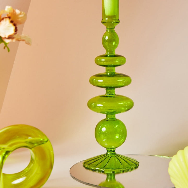 Vibrant Green Glass Candle Holders – Unique Shapes for Stylish Decor 10