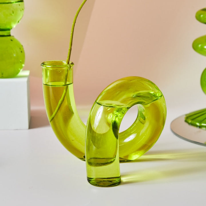 Vibrant Green Glass Candle Holders – Unique Shapes for Stylish Decor 2