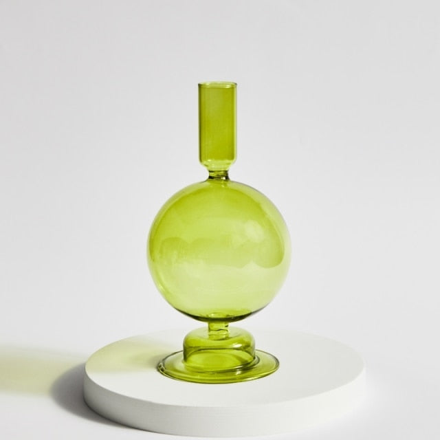 Vibrant Green Glass Candle Holders – Unique Shapes for Stylish Decor 7