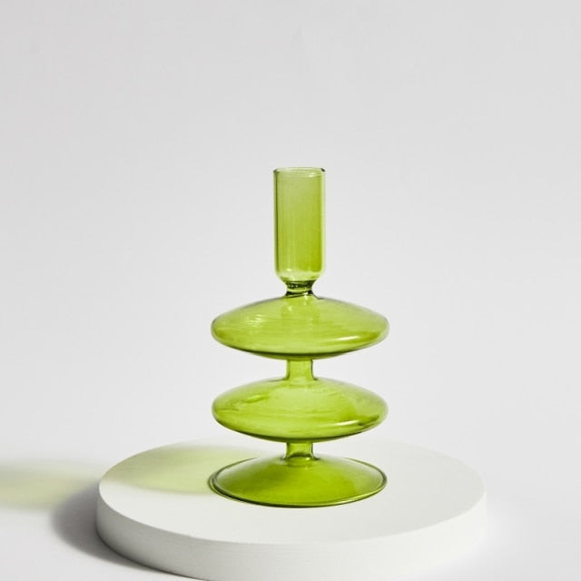 Vibrant Green Glass Candle Holders – Unique Shapes for Stylish Decor 8