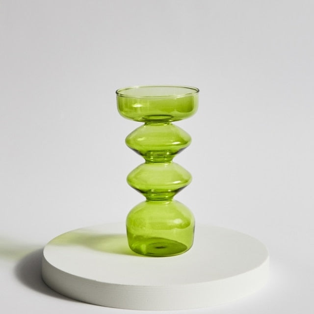 Vibrant Green Glass Candle Holders – Unique Shapes for Stylish Decor 9