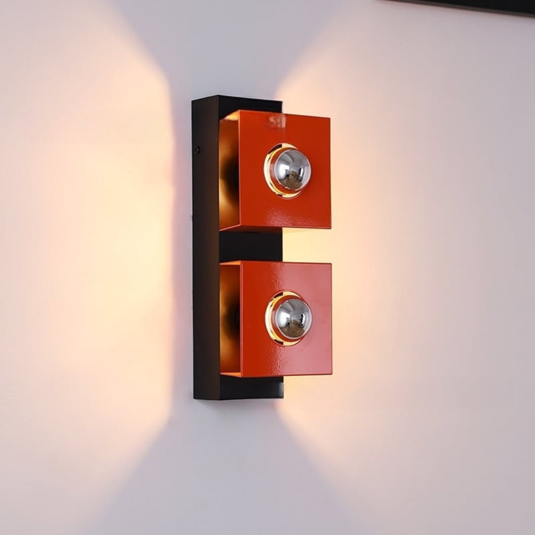 Vintage Bauhaus Wall Lamp with Dual LED Heads – Natural Stone Design 0