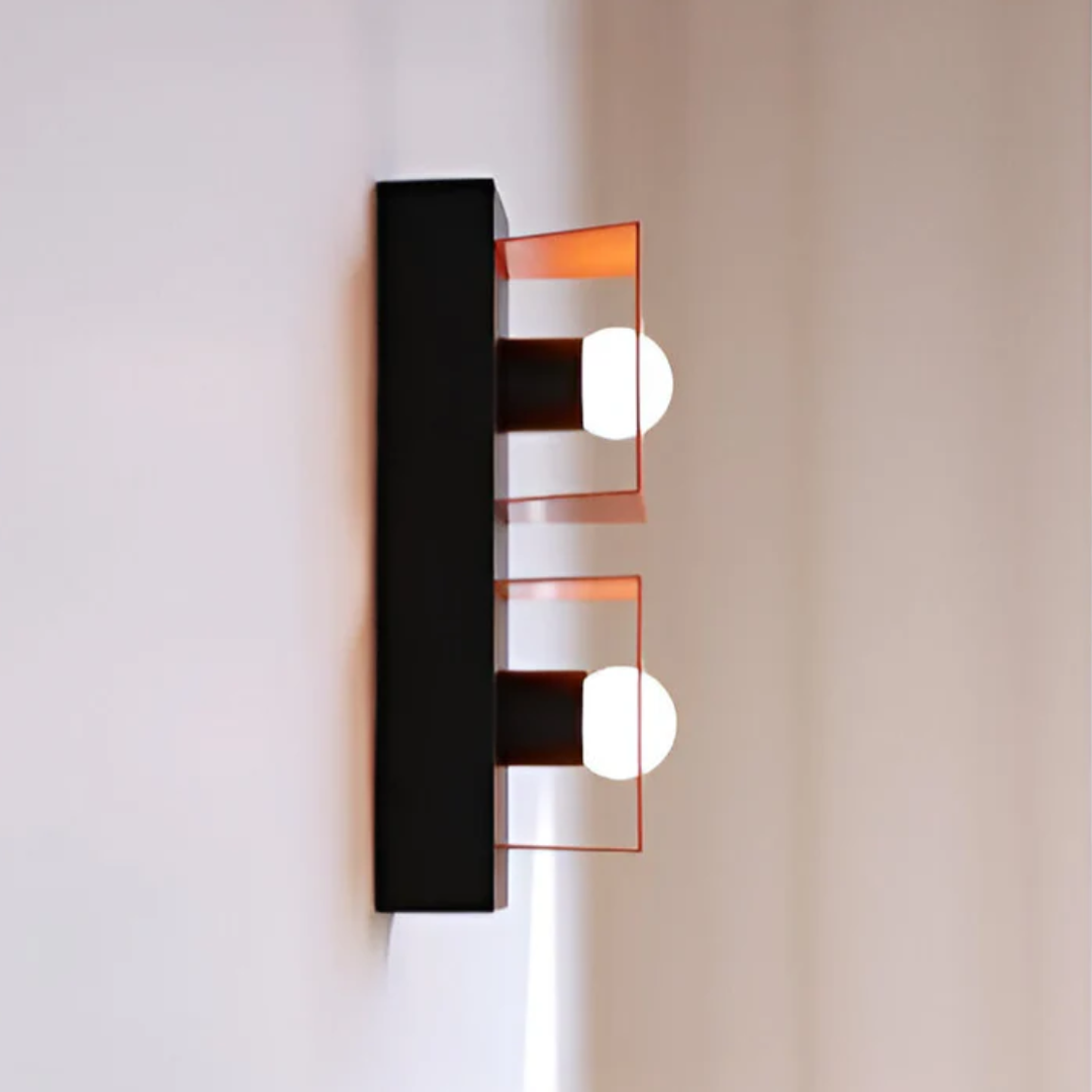 Vintage Bauhaus Wall Lamp with Dual LED Heads – Natural Stone Design 2