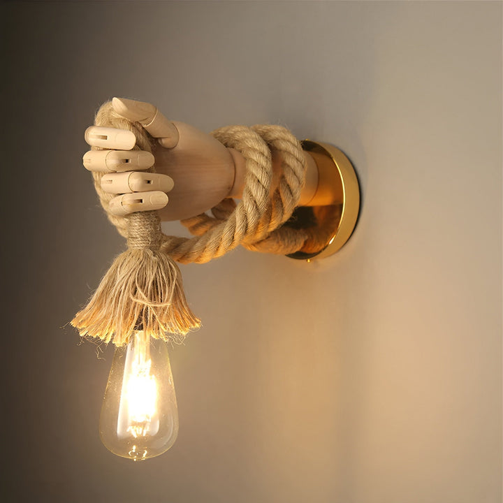 Vintage Wall Lamp with Handmade Hemp Rope and Wood – E27 Fitting for Cozy Atmosphere 7