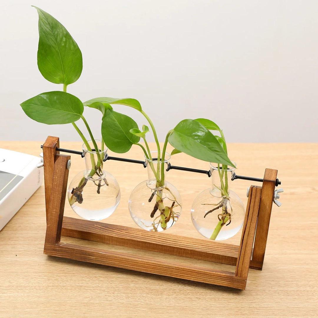 Vintage Wooden Plant Stand Indoor – Elegant Flower Display Holder for Propagation and Home Decor 0