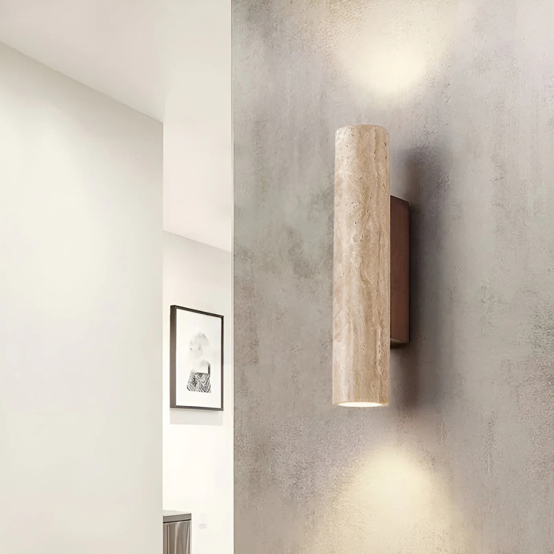 Wabi-Sabi LED Wall Lamp in Natural Travertine – Elegant and Timeless Design 0