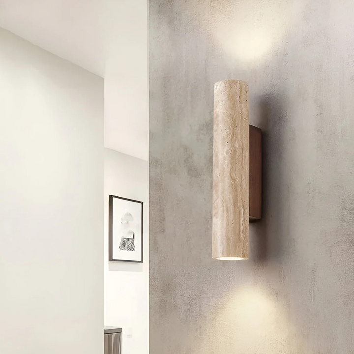 Wabi-Sabi LED Wall Lamp in Natural Travertine – Elegant and Timeless Design 0
