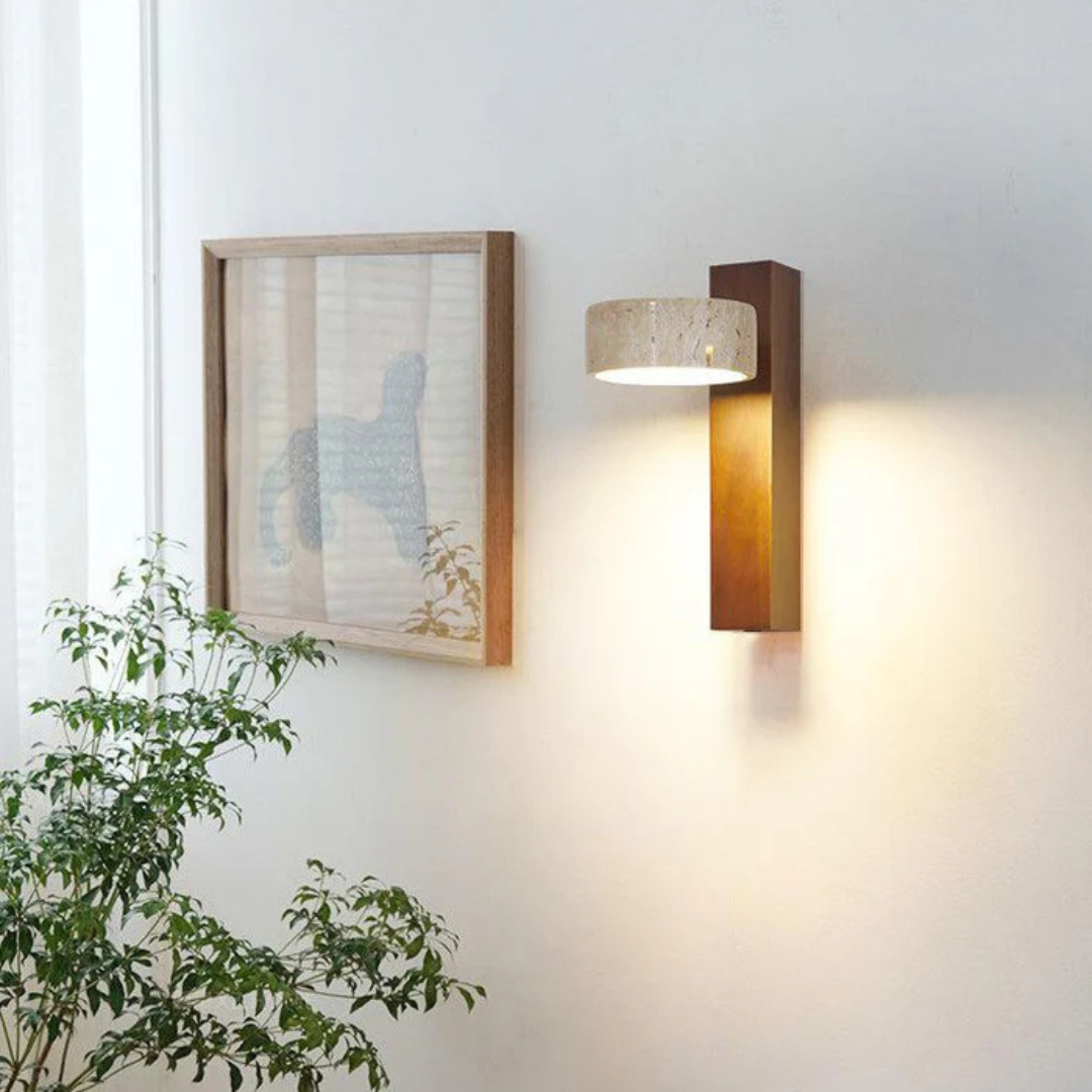 Wabi-Sabi Style Travertine Wall Lamp – Elegant Indoor Lighting for Modern Spaces 1