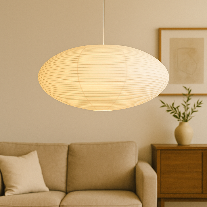 WabiLight Handmade Paper Pendant Light – Japanese Wabi-Sabi Design with Warm LED, Height Adjustable Hanging Lamp for Living Room and Dining Area 1