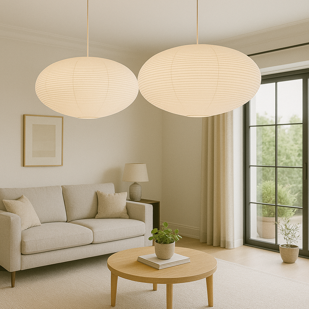 WabiLight Handmade Paper Pendant Light – Japanese Wabi-Sabi Design with Warm LED, Height Adjustable Hanging Lamp for Living Room and Dining Area 2