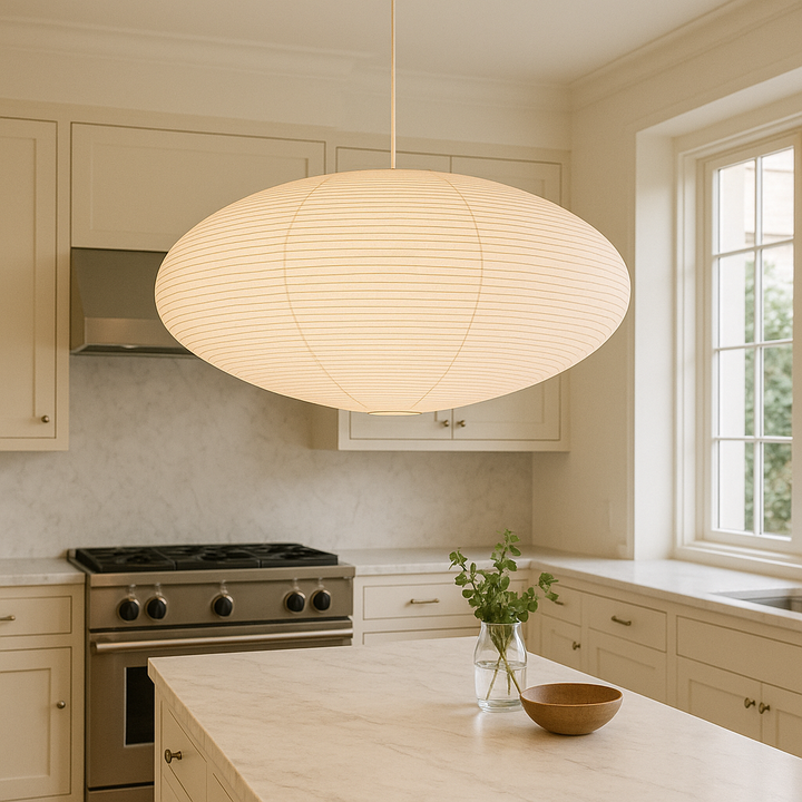 WabiLight Handmade Paper Pendant Light – Japanese Wabi-Sabi Design with Warm LED, Height Adjustable Hanging Lamp for Living Room and Dining Area 3
