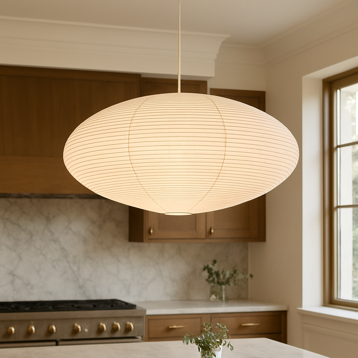 WabiLight Handmade Paper Pendant Light – Japanese Wabi-Sabi Design with Warm LED, Height Adjustable Hanging Lamp for Living Room and Dining Area 5