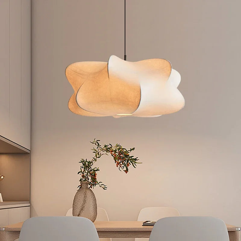 Wabi Sabi Hanging Lamp – Japanese Silk Pendant Light for Serene Atmosphere, Soft Glow, 40x20cm, 50x25cm, 60x35cm 1