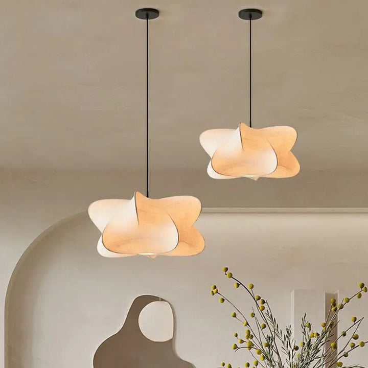 Wabi Sabi Hanging Lamp – Japanese Silk Pendant Light for Serene Atmosphere, Soft Glow, 40x20cm, 50x25cm, 60x35cm 2