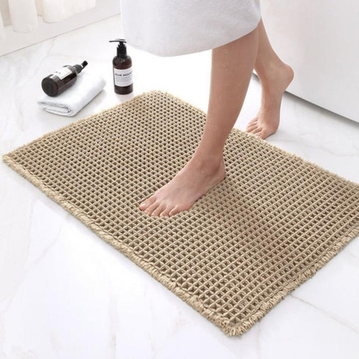 Waffle Structure Bath Mat – Soft and Absorbent Bathroom Rug for Maximum Comfort and Safety, Machine Washable 0