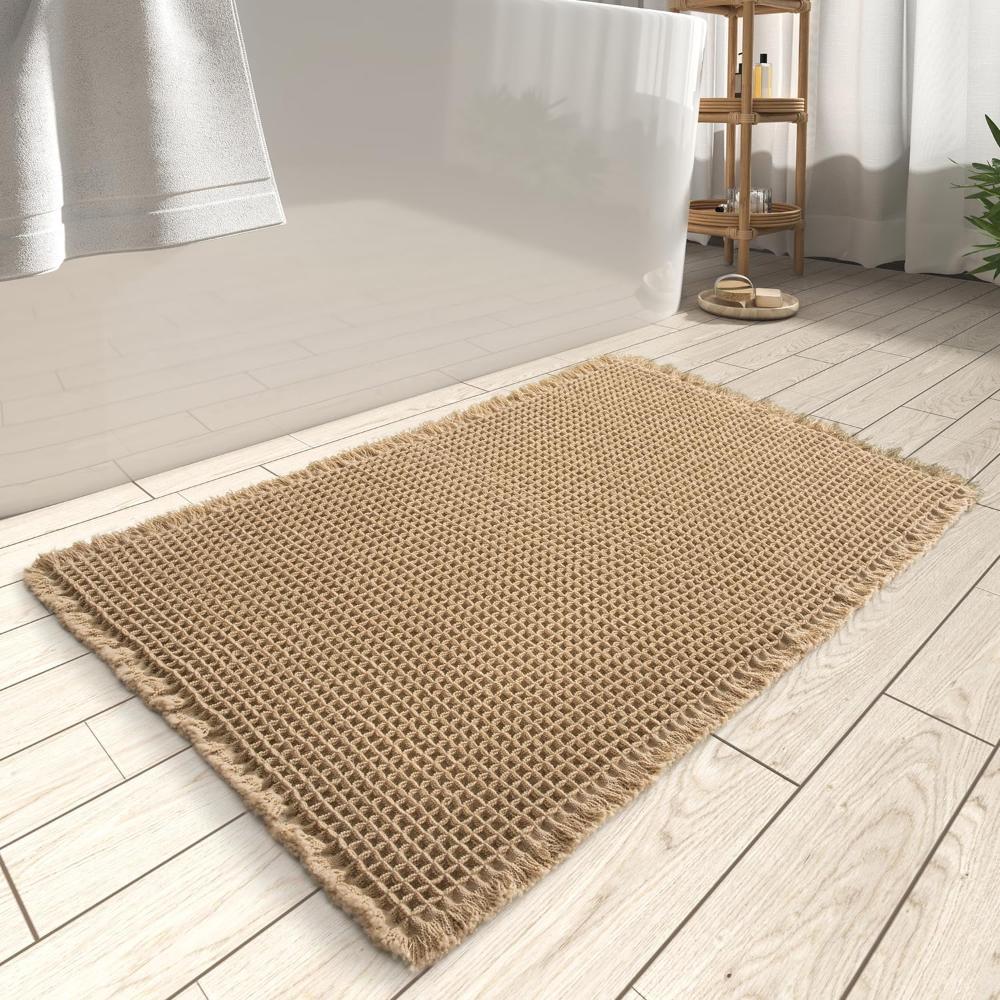 Waffle Structure Bath Mat – Soft and Absorbent Bathroom Rug for Maximum Comfort and Safety, Machine Washable 1