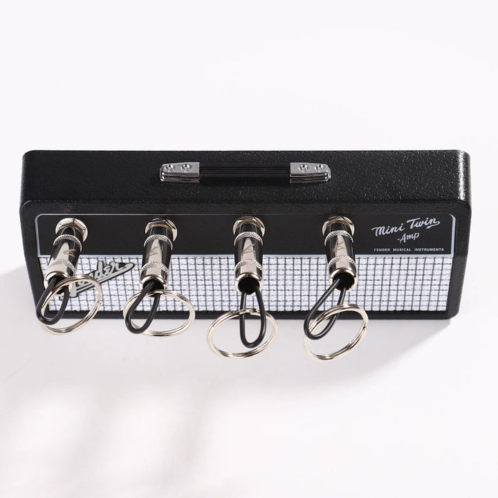 Wall-Mounted Key Holder for Music Lovers – Stylish Guitar Amp Design with Real Inputs and 4 Guitar Plug Keychains 2