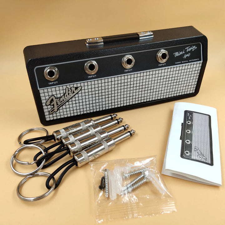 Wall-Mounted Key Holder for Music Lovers – Stylish Guitar Amp Design with Real Inputs and 4 Guitar Plug Keychains 5