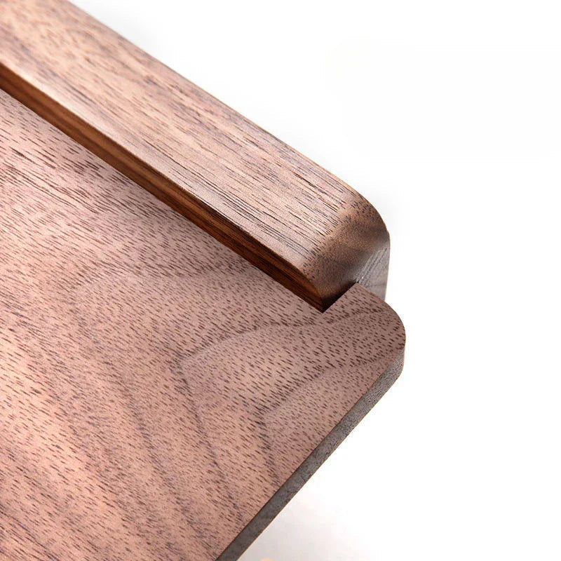 Walnut Wood Toilet Paper Holder with Integrated Shelf – Modern Bathroom Accessory, Wall-Mounted Design 3