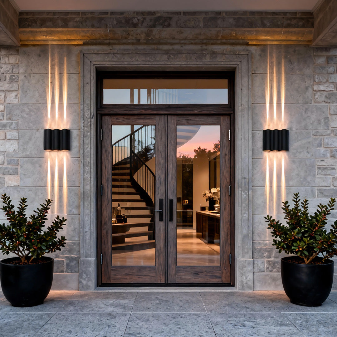Wavy Aluminum Outdoor Wall Light – Up-Down Dual Projection, 2/4/6-Light Configurations, IP54 Rated Exterior Wall Lantern 1