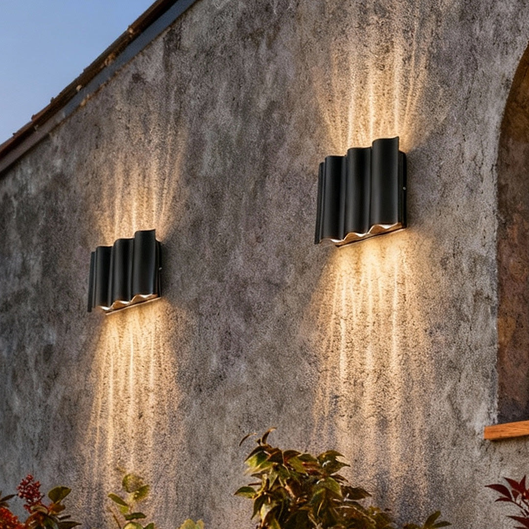 Wavy Aluminum Outdoor Wall Light – Up-Down Dual Projection, 2/4/6-Light Configurations, IP54 Rated Exterior Wall Lantern 4