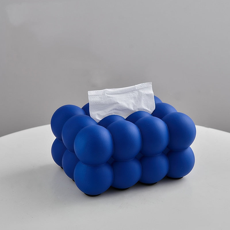 Whimsical Ball Shape Ceramic Tissue Box Cover – Blue and Silver Options 2