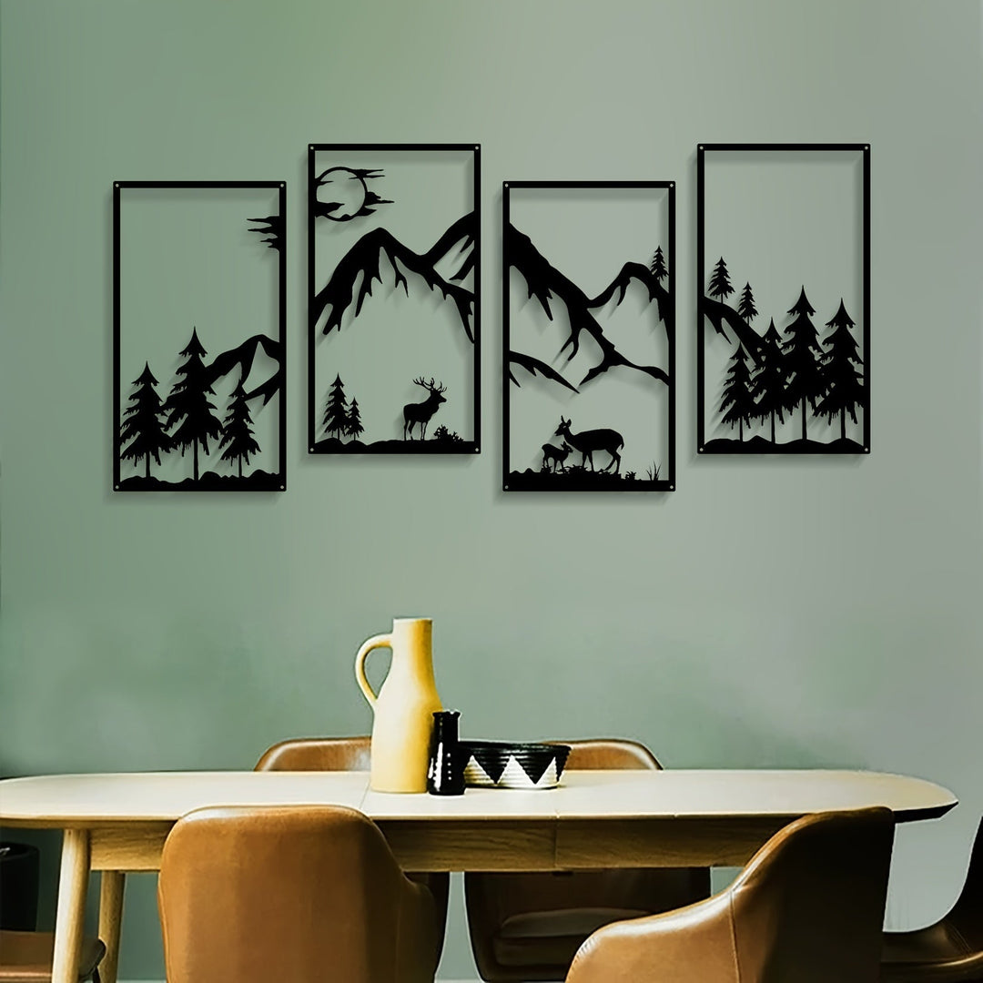 WildMont Vista Metal Wall Art Set – Nature-Inspired Mountain and Wildlife Decor 0