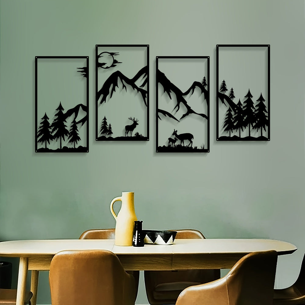 WildMont Vista Metal Wall Art Set – Nature-Inspired Mountain and Wildlife Decor 1