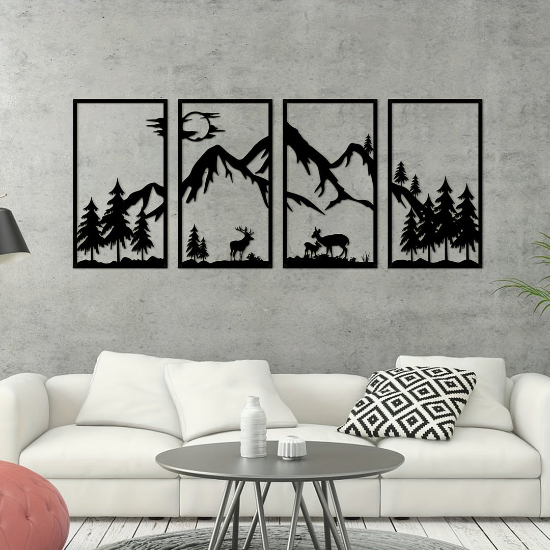WildMont Vista Metal Wall Art Set – Nature-Inspired Mountain and Wildlife Decor 4
