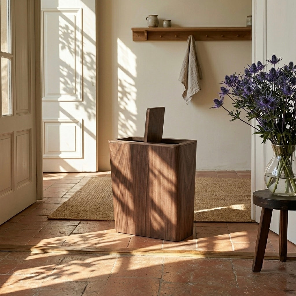 Wooden-Style Trash Bin with Rotating Lid – Modern Dual-Layer Kitchen Trash Can for Elegant Spaces 4